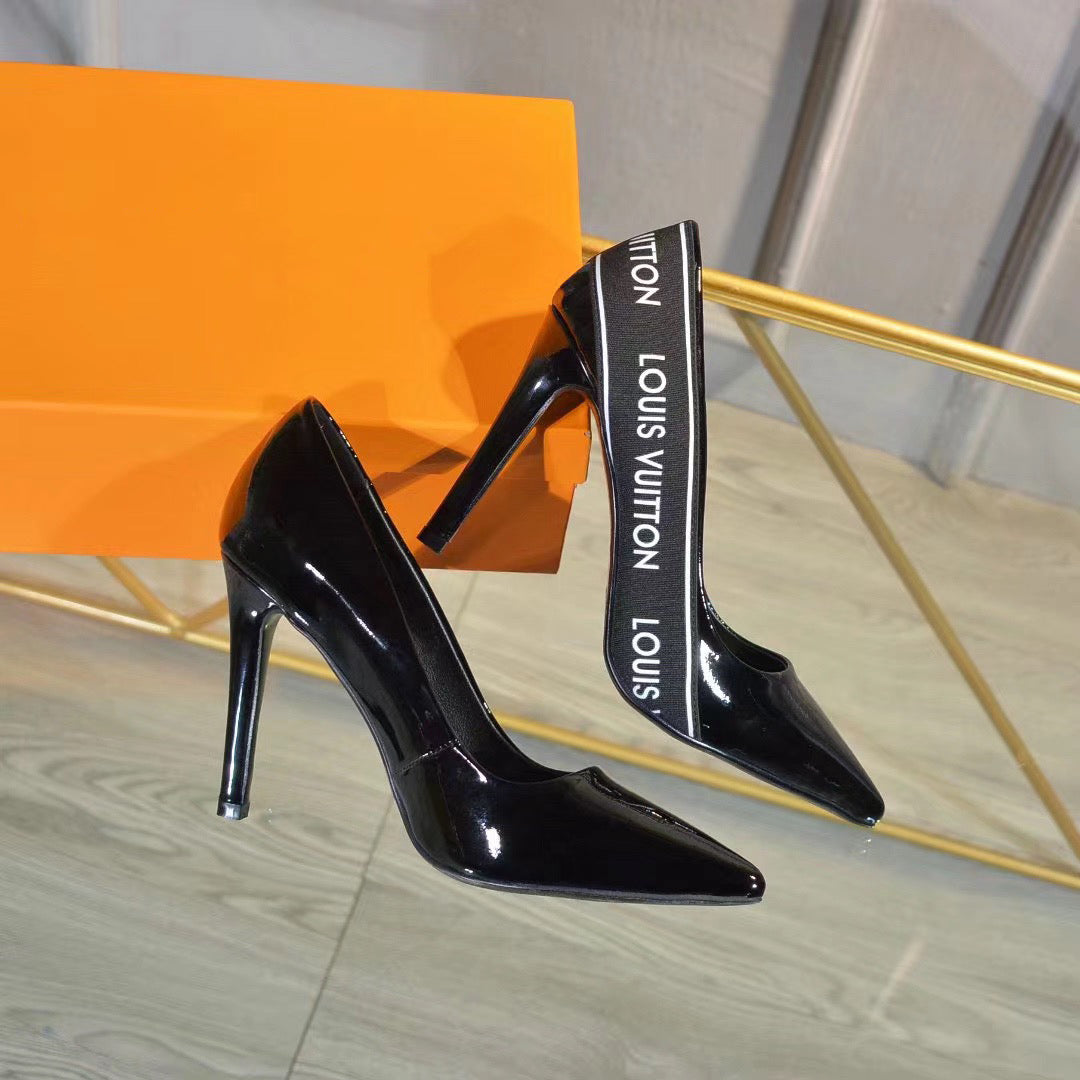 New black letter strap high-heeled stiletto shoes XC16042706