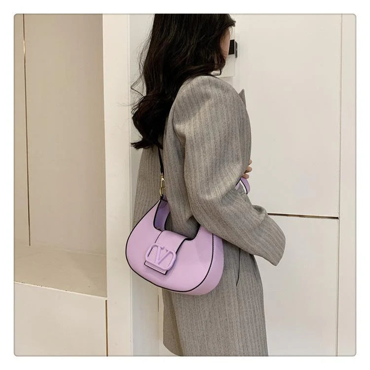 New Solid Color Litchi Underarm Bag Fashion Shoulder Bag 1024051518