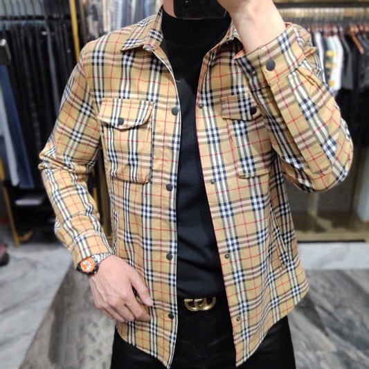 Lapel plaid coat