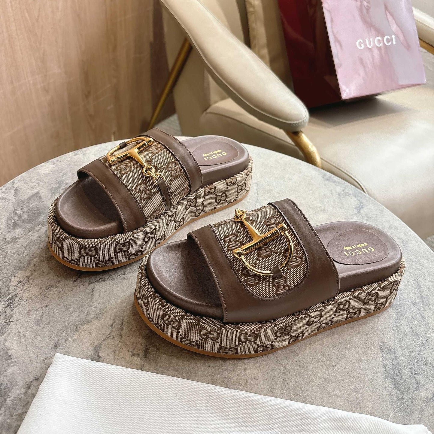GG saddle buckle thick-soled slippers 0725101409
