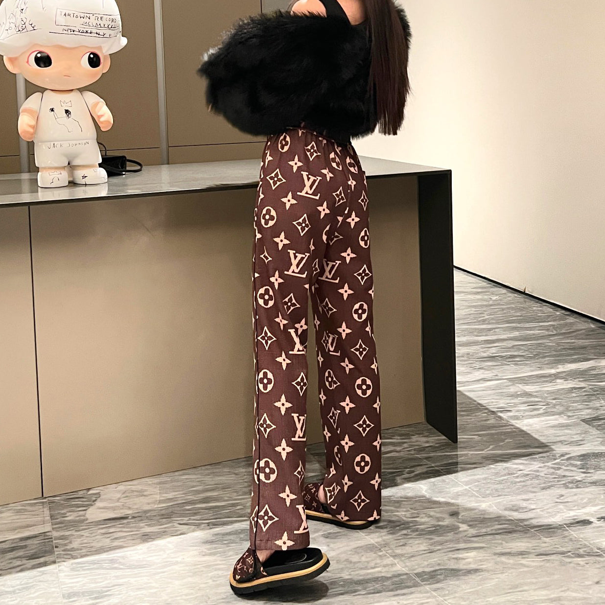 print wide-leg pants