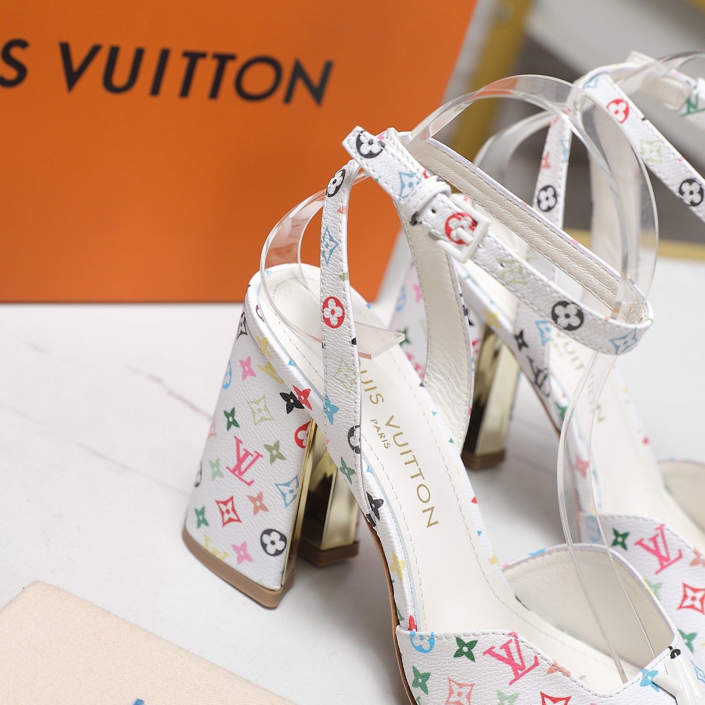 Lvv colorful printed high-heeled sandals 0725102304