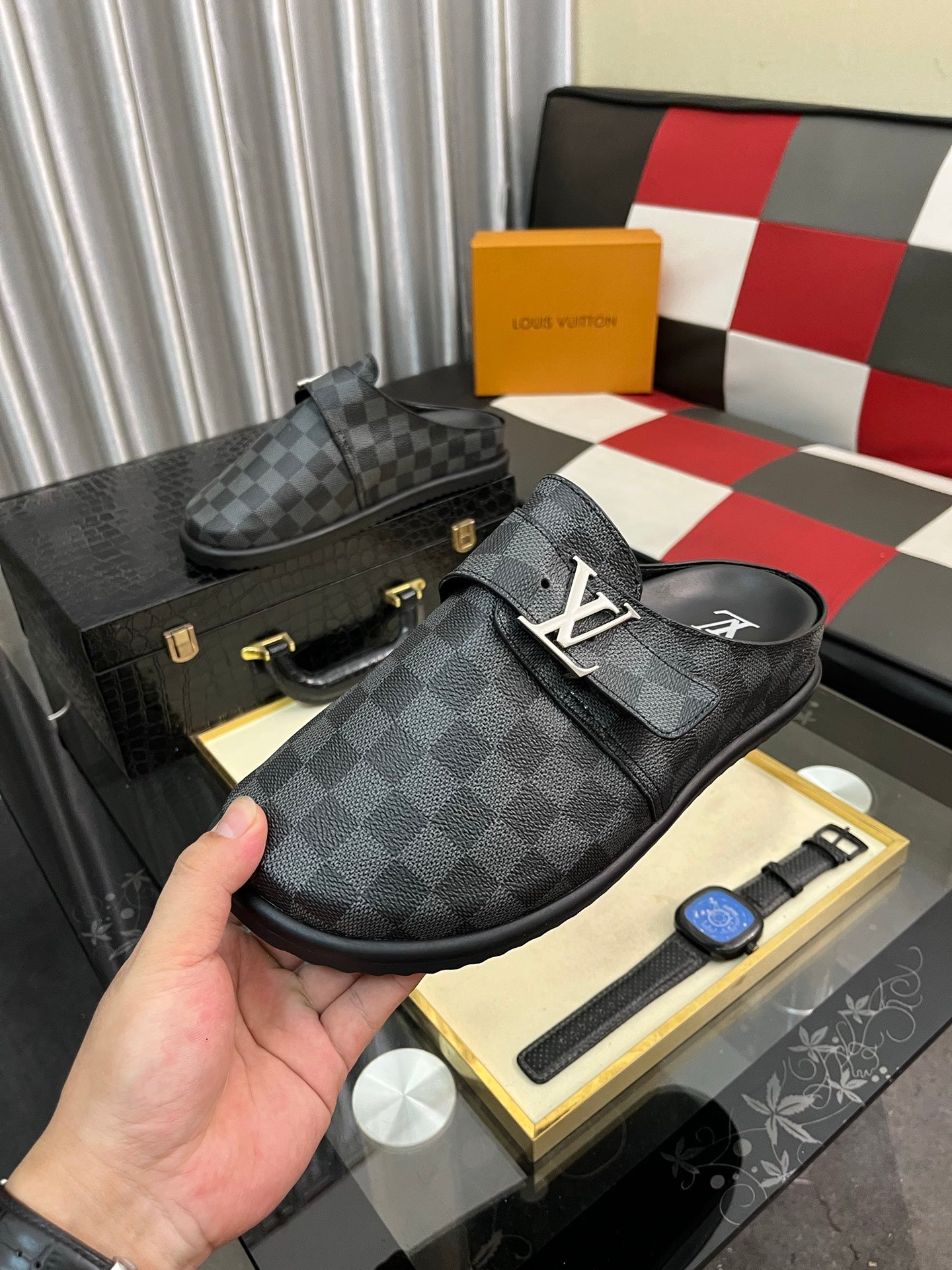 Lvv fashion casual plaid slippers 0725082903