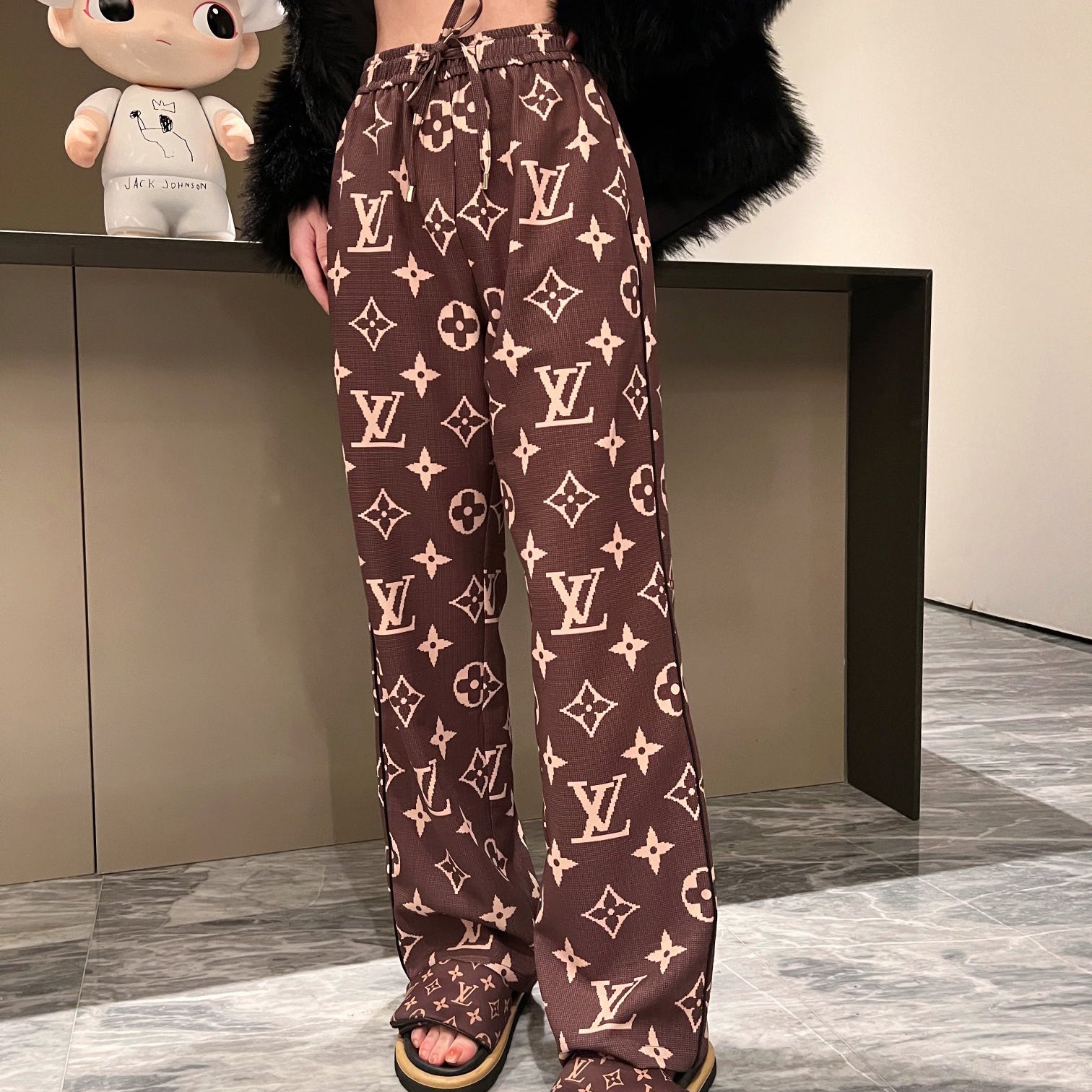 print wide-leg pants