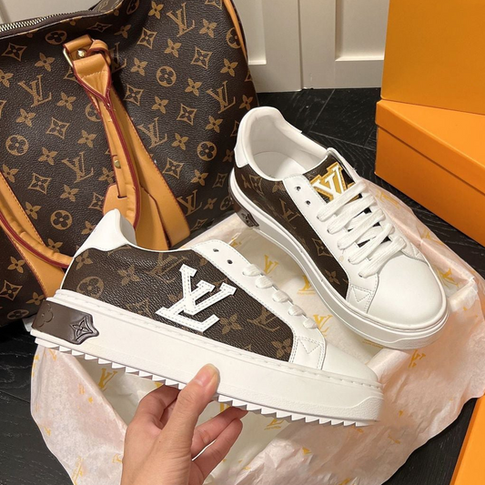 New Floral Printed White Leisure V Logo Women's Sneakers