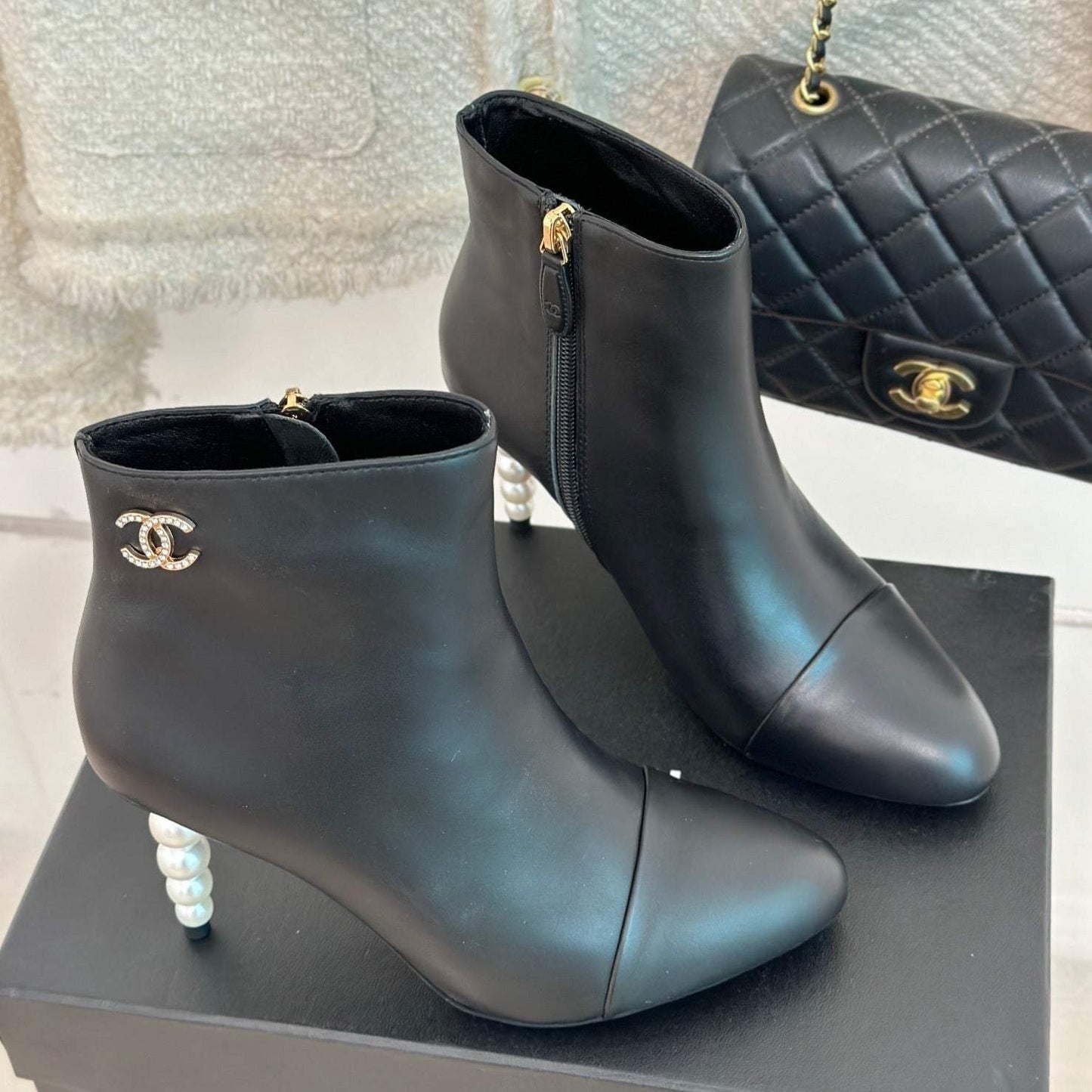 Fashion new autumn and winter pearl high heels women's boots 1023120110