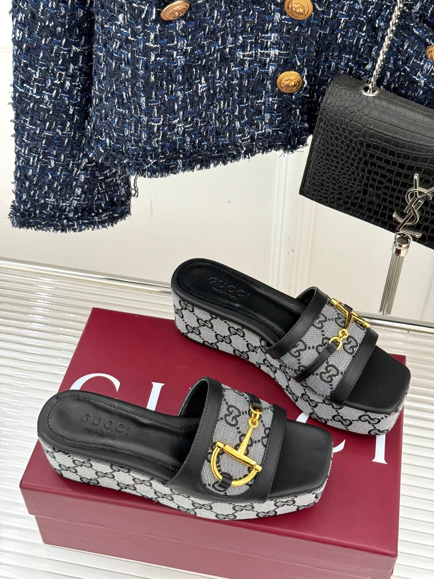 GG Thick-soled slippers with horse bit buckles 0725102402