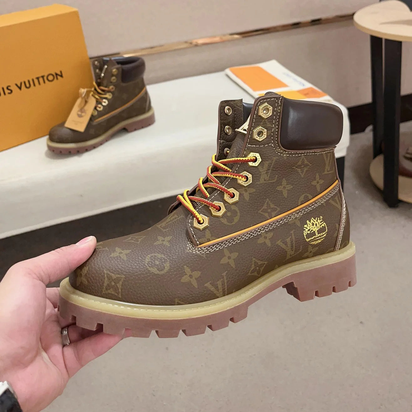 New fashion printed couple's short boots 1024101704