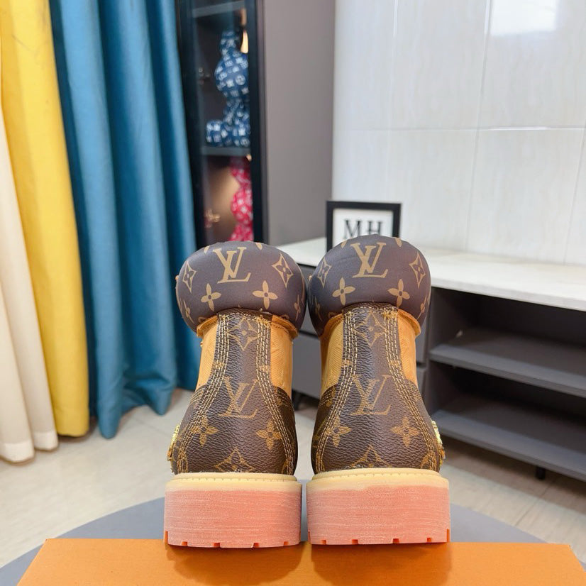 New Black and Brown V Logo Men's bootsPD052024090603