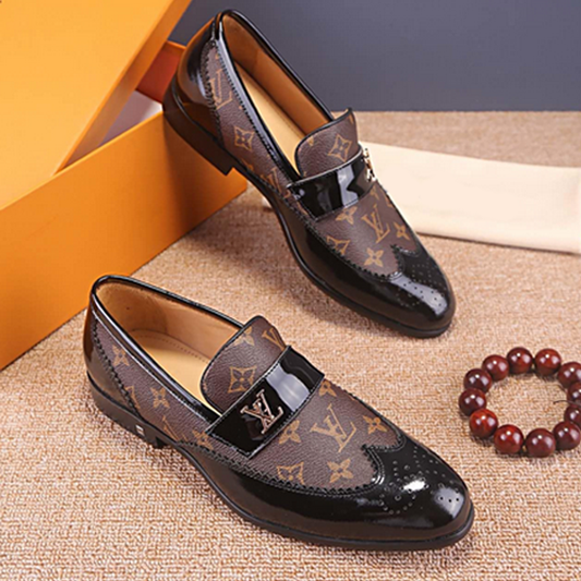 Luxury Letter Patent Leather Up Dress Shoes