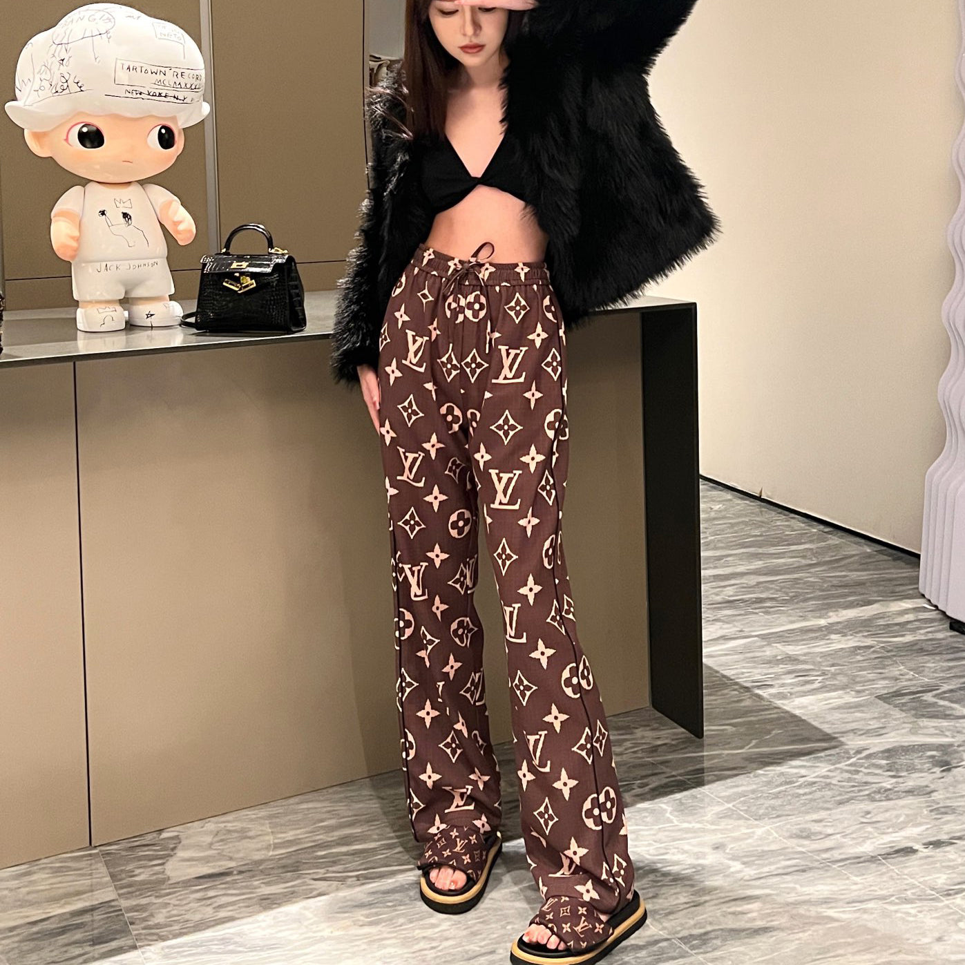 print wide-leg pants