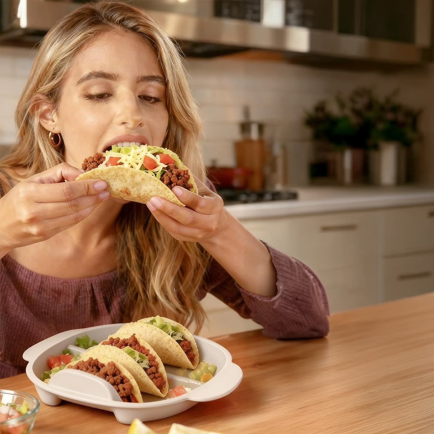 Silicone Taco Stand – Set of 2, Holds Hard & Soft Shell Tacos