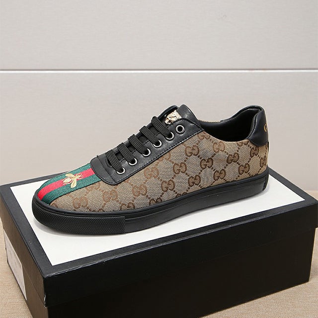 Men's Brown  Leisure printed canvas heavy industry bee casual shoes