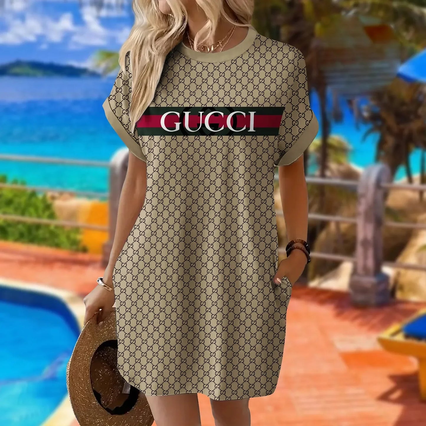 Premium Short Sleeve Pocket Dress 3D1025030424