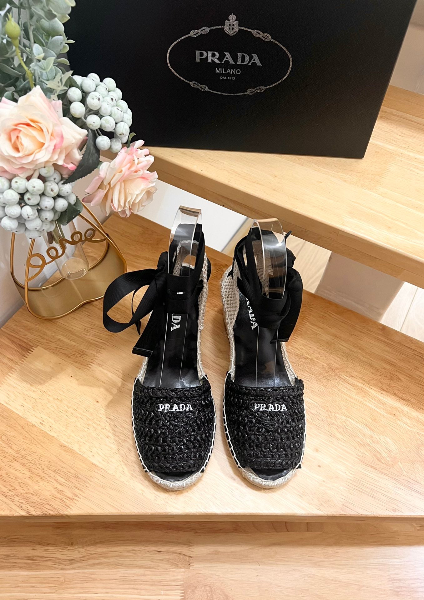 PRD Braided round toe wedge heel lace-up sandals bucket shoes 0724070902