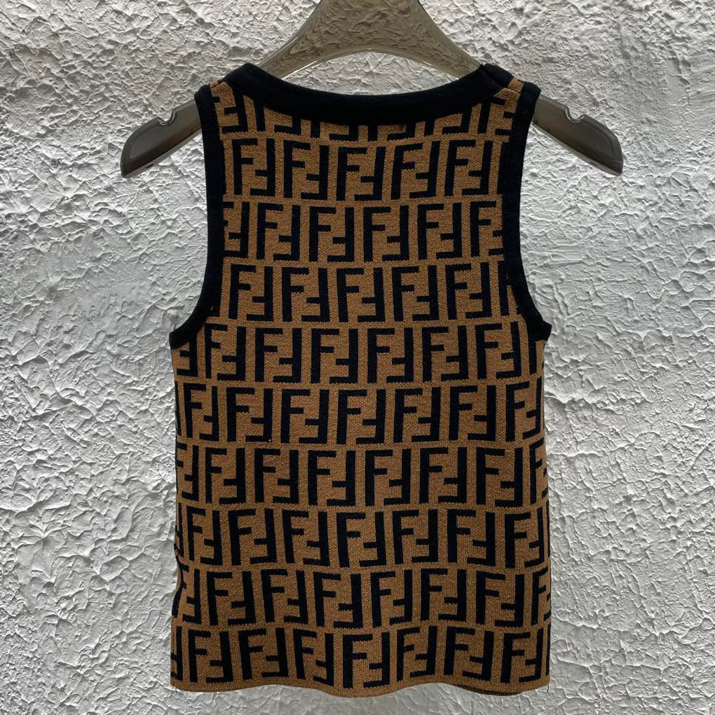 Old flower versatile knitted vest 1025022840