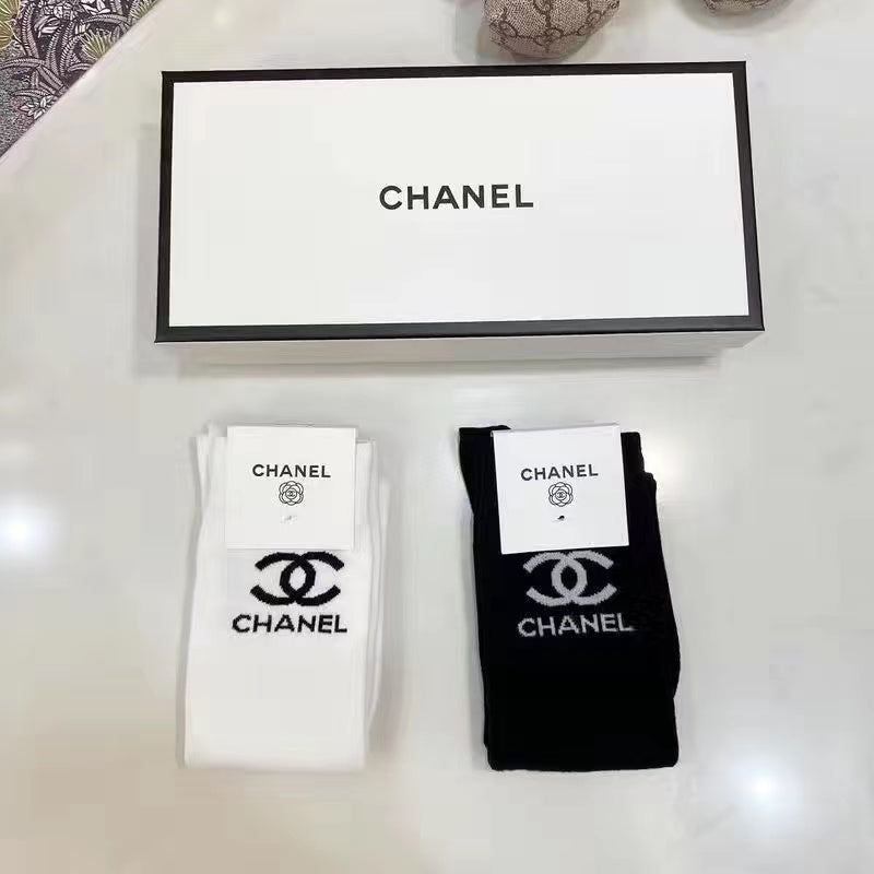 All-match new black cotton bronzing mid-length socks