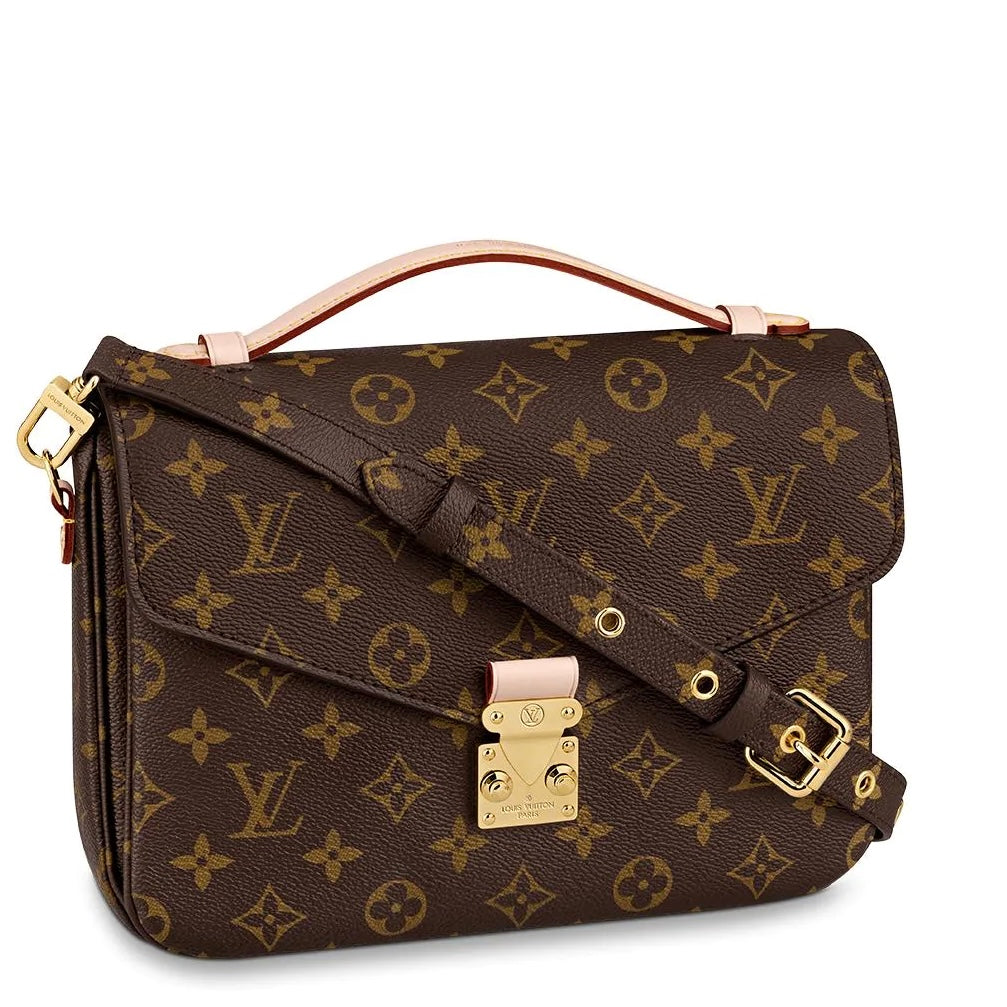 Handmade Leather Handbag Monogram Pochette Metis in Brown