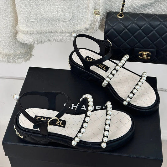 Fashion and versatile pearl chain sandals 1024052318