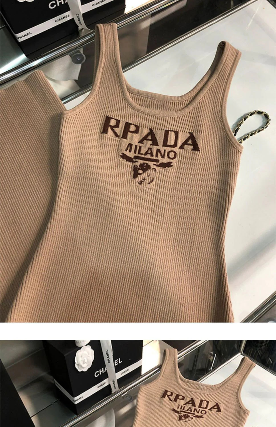 New Fashion All-match Ice Silk Knitted Sling Dress 1024040306