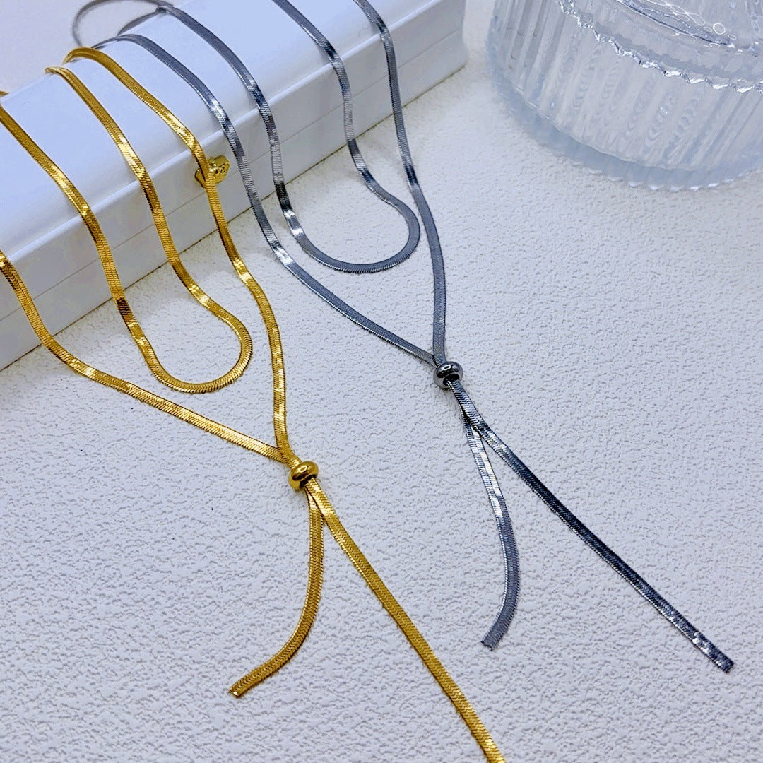 Double-layer snake bone necklace 2025081211