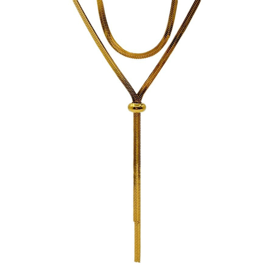 Double-layer snake bone necklace 2025081211