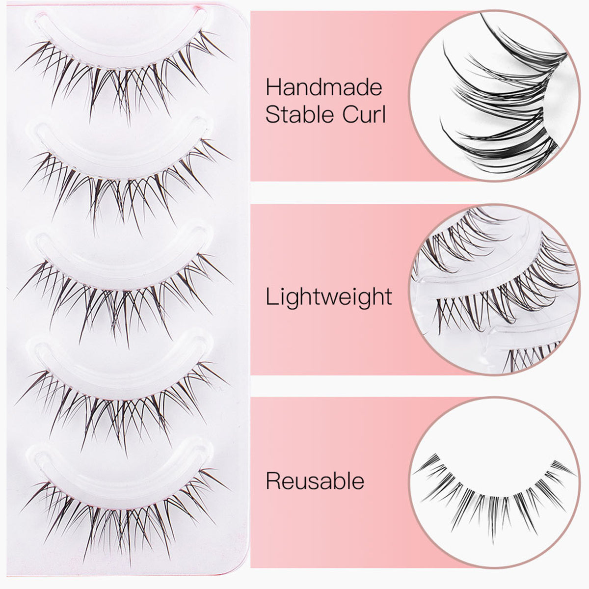 Jungle Fever 5 Pairs Natural Glue-on Lashes