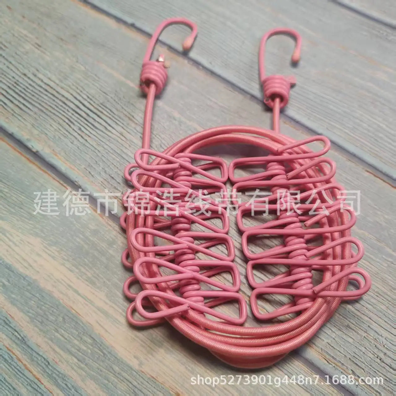 Portable outdoor clothesline traveler household 12 clips windproof clothesline color drying elastic rope