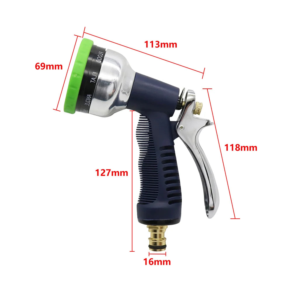 Garden High Pressure Water Gun 7&8-Pattern Adjustable Nozzle Hose Watering Sprinkler Lawn Pipe Multi-function Irrigation Sprayer