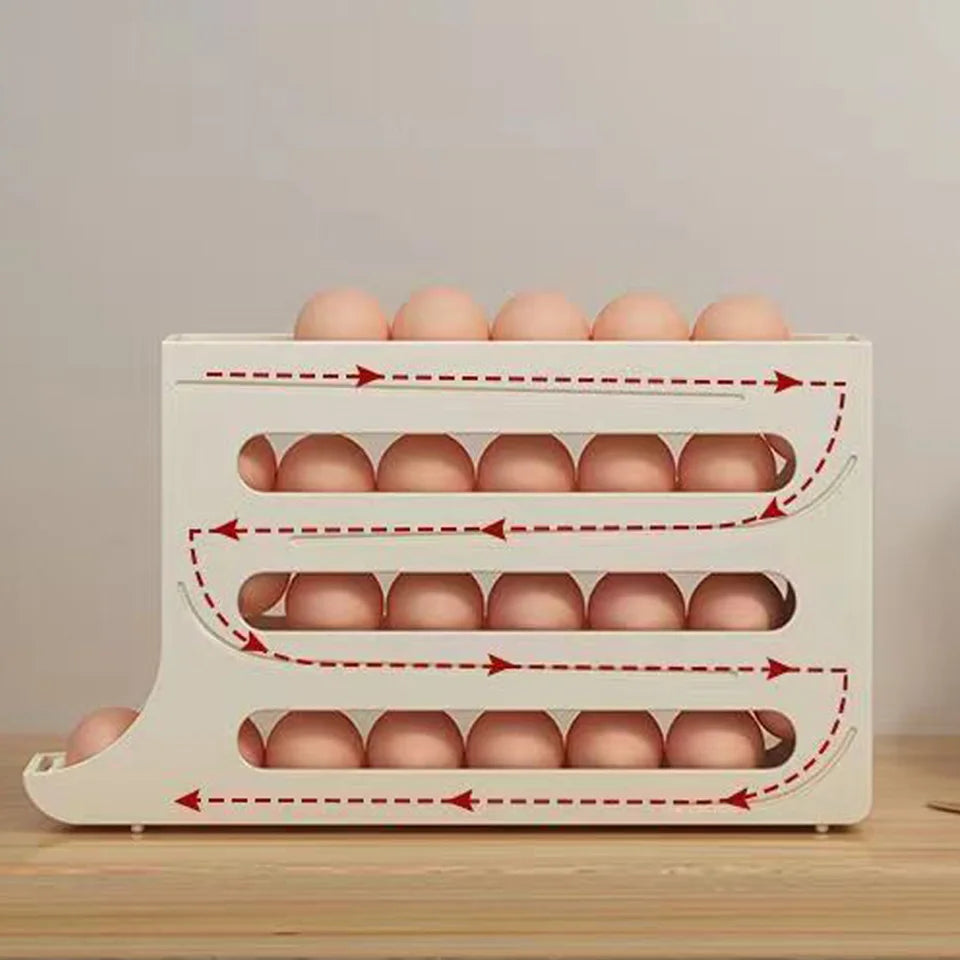 Egg storage box with automatic scrolling function