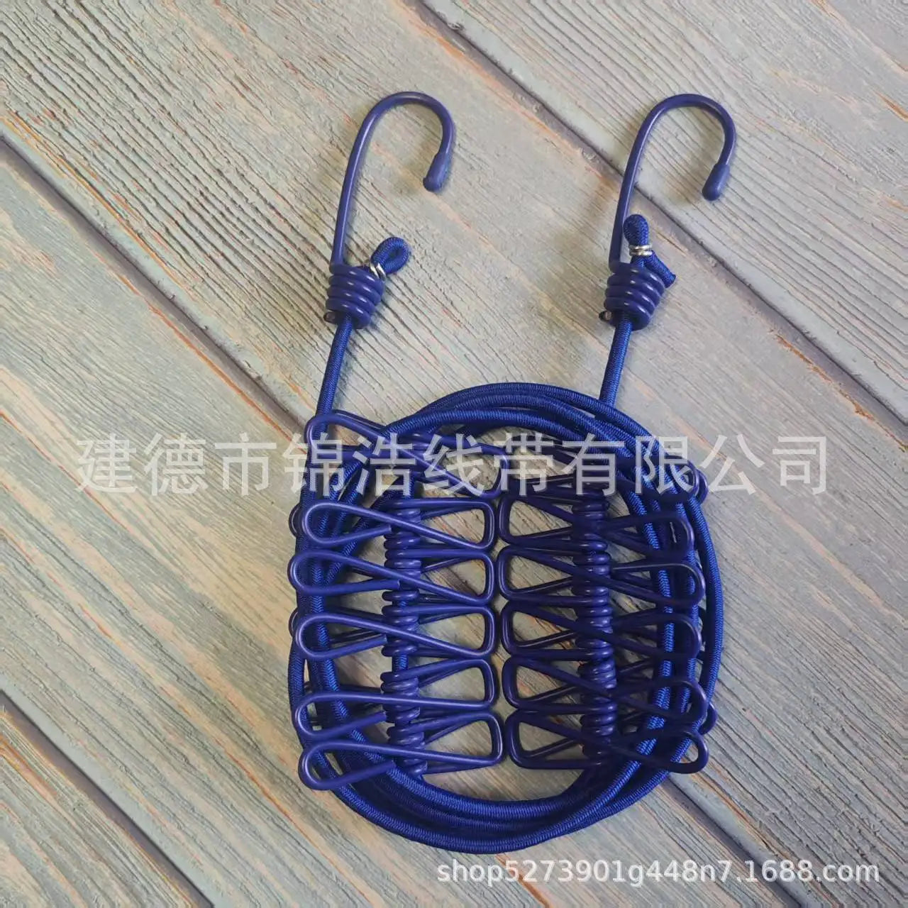 Portable outdoor clothesline traveler household 12 clips windproof clothesline color drying elastic rope