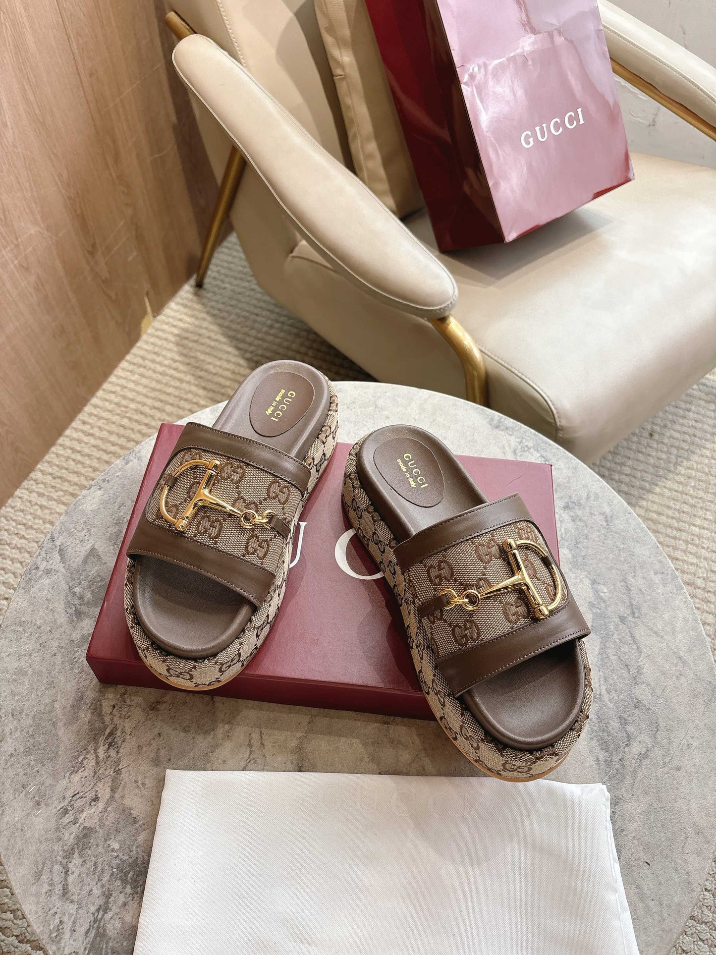 GG saddle buckle thick-soled slippers 0725101409