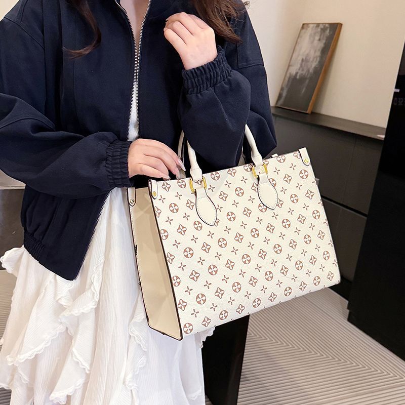 New old flower commuter texture large capacity tote bag