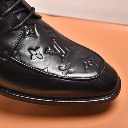 LVV high-top printed business leather shoes 0724120515