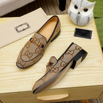 Fashion Lace-Up Presbyopia Brown Pattern Loafers