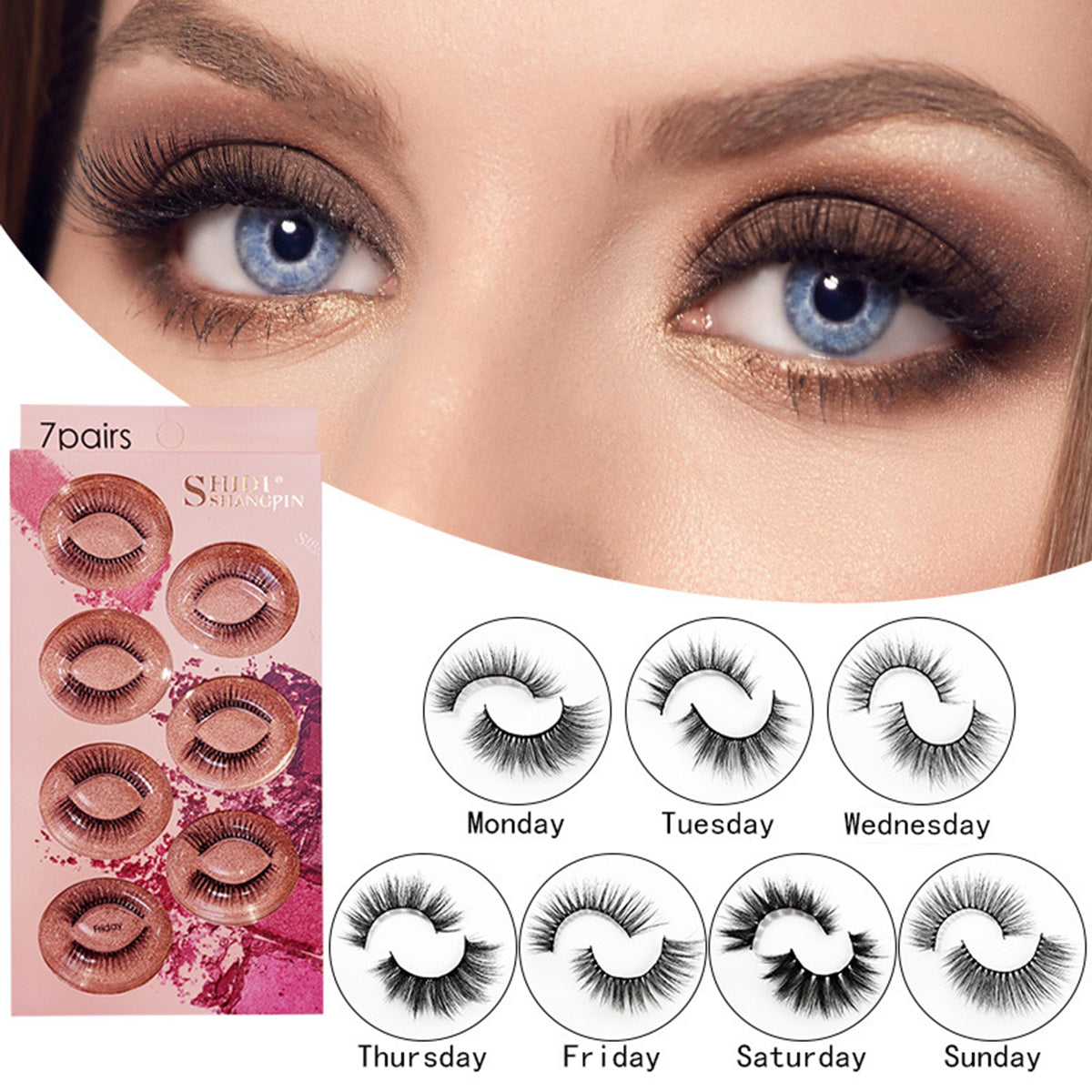Chic Week 7 Pairs Natural Glue-on Lashes