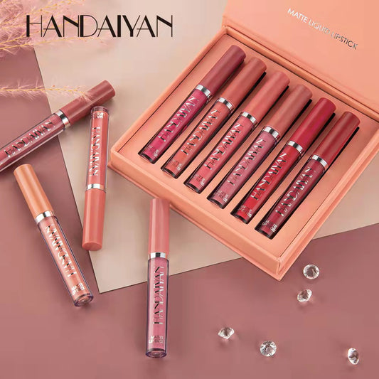 Non-sticky Cup Matte Lip Gloss 6pcs Set Gift Box