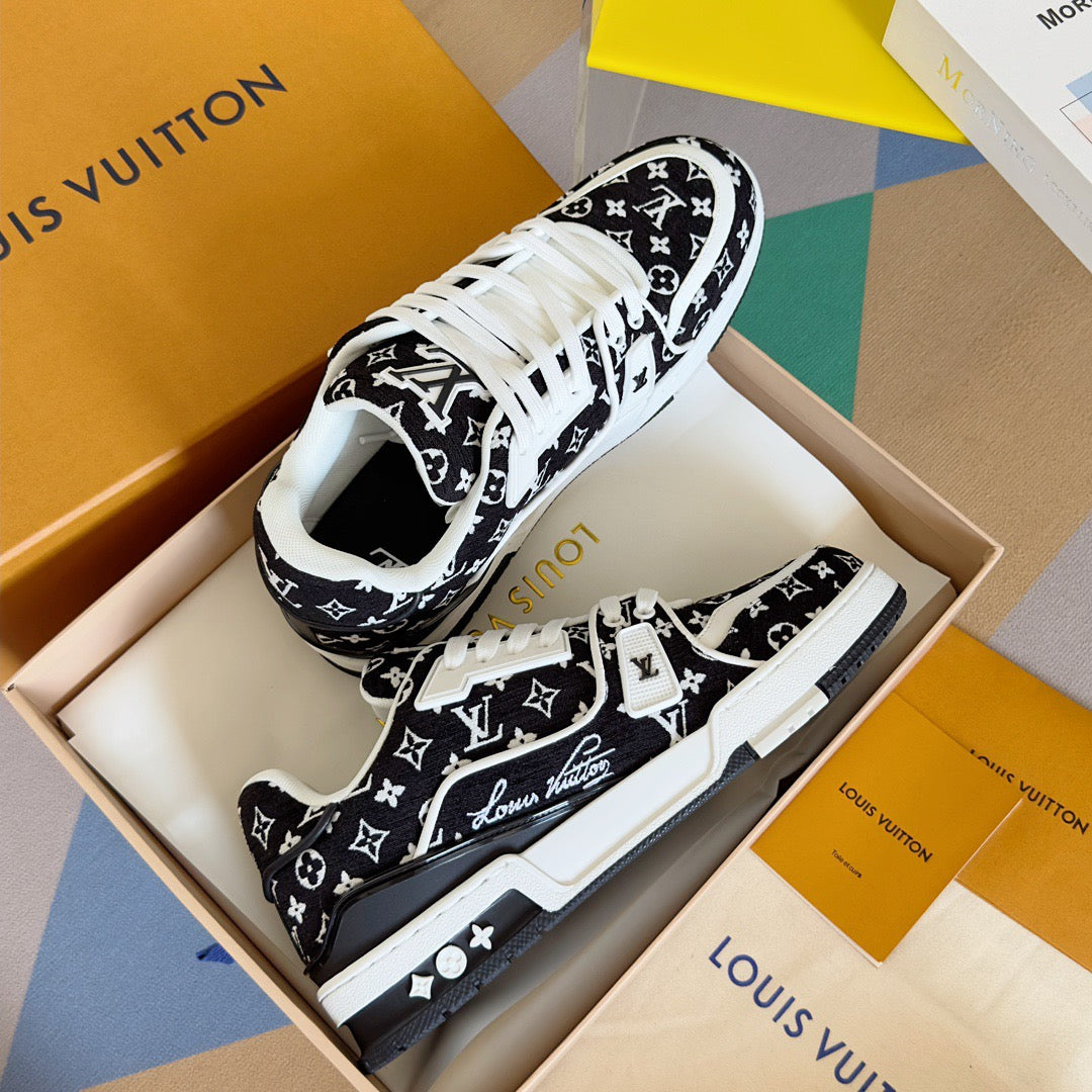 Lvv couple limited series casual denim print sneakers 0725012402