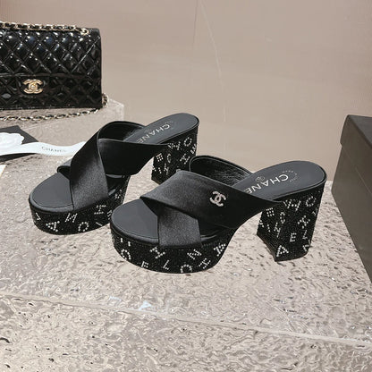 New cross strap waterproof platform slippers 1024031906