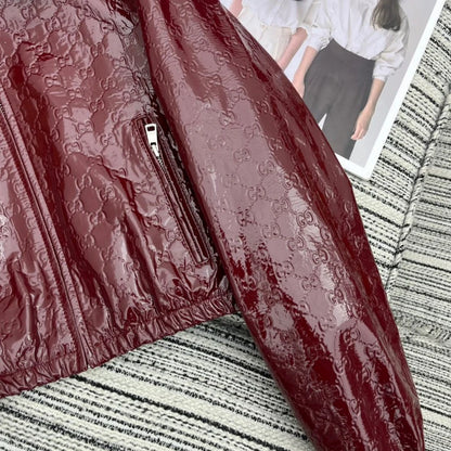 New Double G Lapel Short Leather Jacket 1025102402