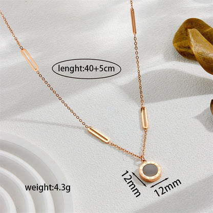 Roman numeral pendant titanium steel necklace 2025081101