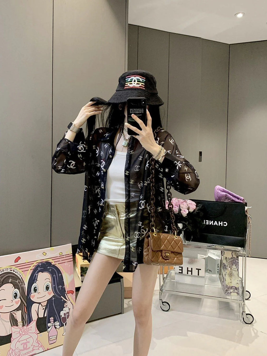 Fashion Letter Printing Old Flower Sunscreen Shirt 1024042620