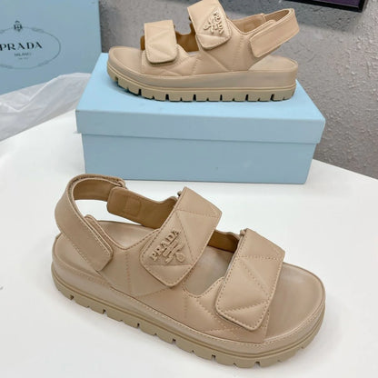 Spring And Summer New Women's Shoes Leather Soft Bottom Muffin Sandals Velcro 1024030828