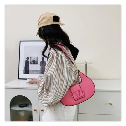 New Solid Color Litchi Underarm Bag Fashion Shoulder Bag 1024051518