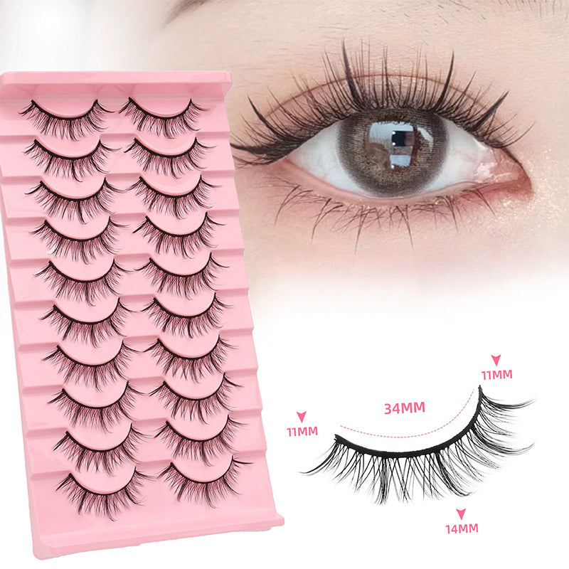 Coral Myth 10 Pairs Natural Glue-on Lashes