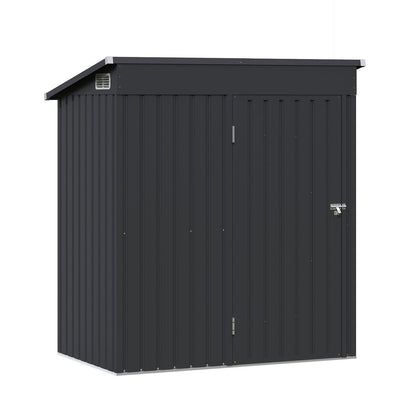 5'x 3' Outdoor Storage Shed, Metal Garden Tool Shed for Backyard, Patio, Lawn, Black