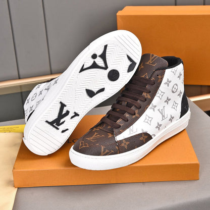 Trendy Pattern Leather High-top Shoes