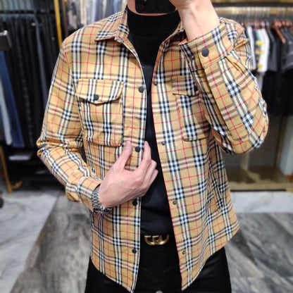 Lapel plaid coat