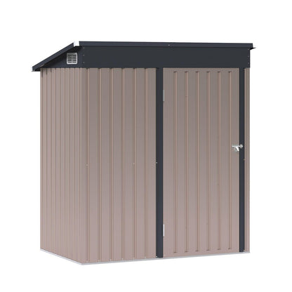 5'x 3' Outdoor Storage Shed Metal Garden Tool Shed for Backyard, Patio, Lawn, Brown