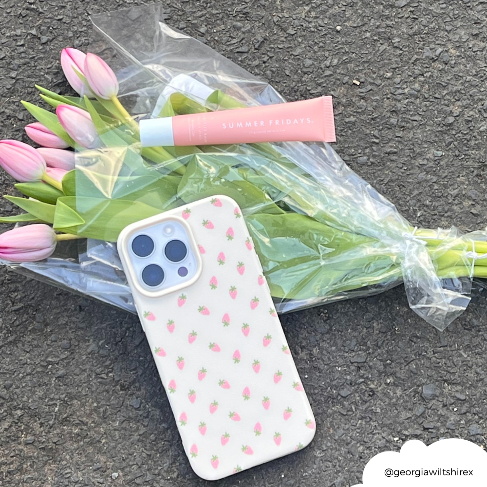 Ditsy Strawberries Phone Case - Soft White
